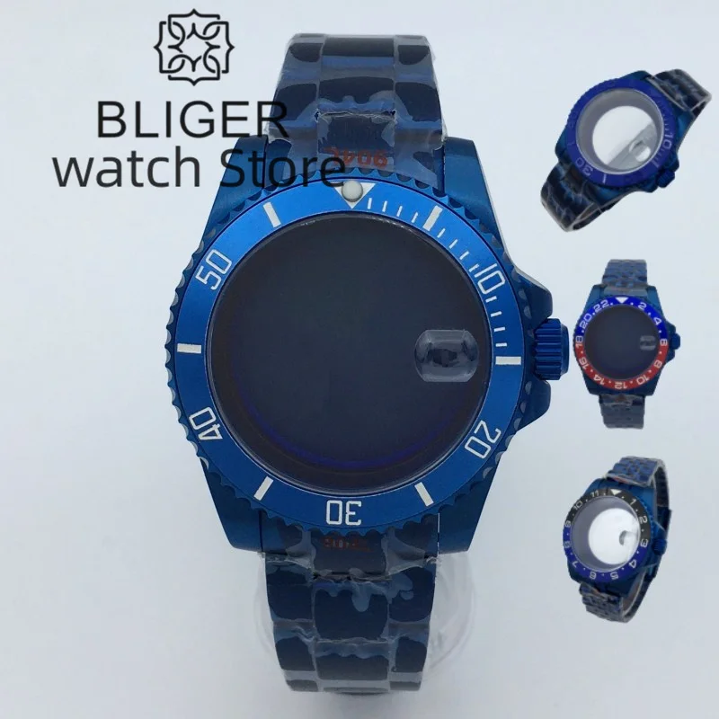 

BLIGER 40mm Blue Coated Case 120 Click Ceramic Bezel For NH34 NH35 NH36 ETA2824 PT5000 Miyota9015 Movement Stainless Strap