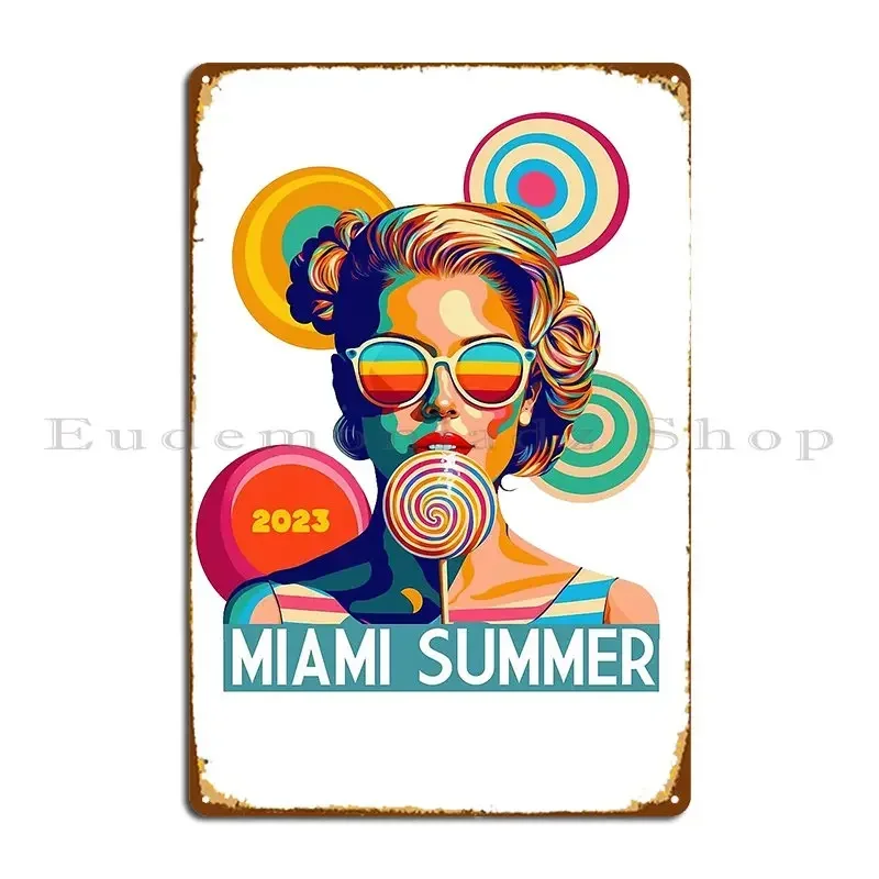 Miami Summer 2023 Metal Plaque Poster Party Printing Vintage Print Create Tin Sign Poster