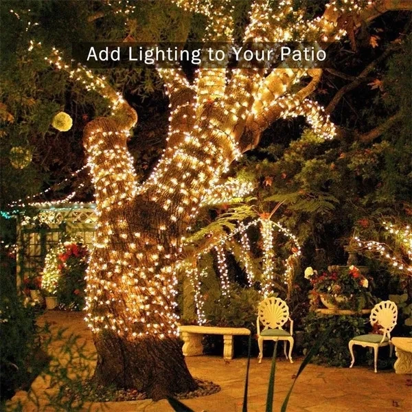 Guirnalda de luces solares para exteriores, iluminación de energía Solar impermeable, 8 modos centelleantes para Navidad, Patio, árbol, jardín, boda