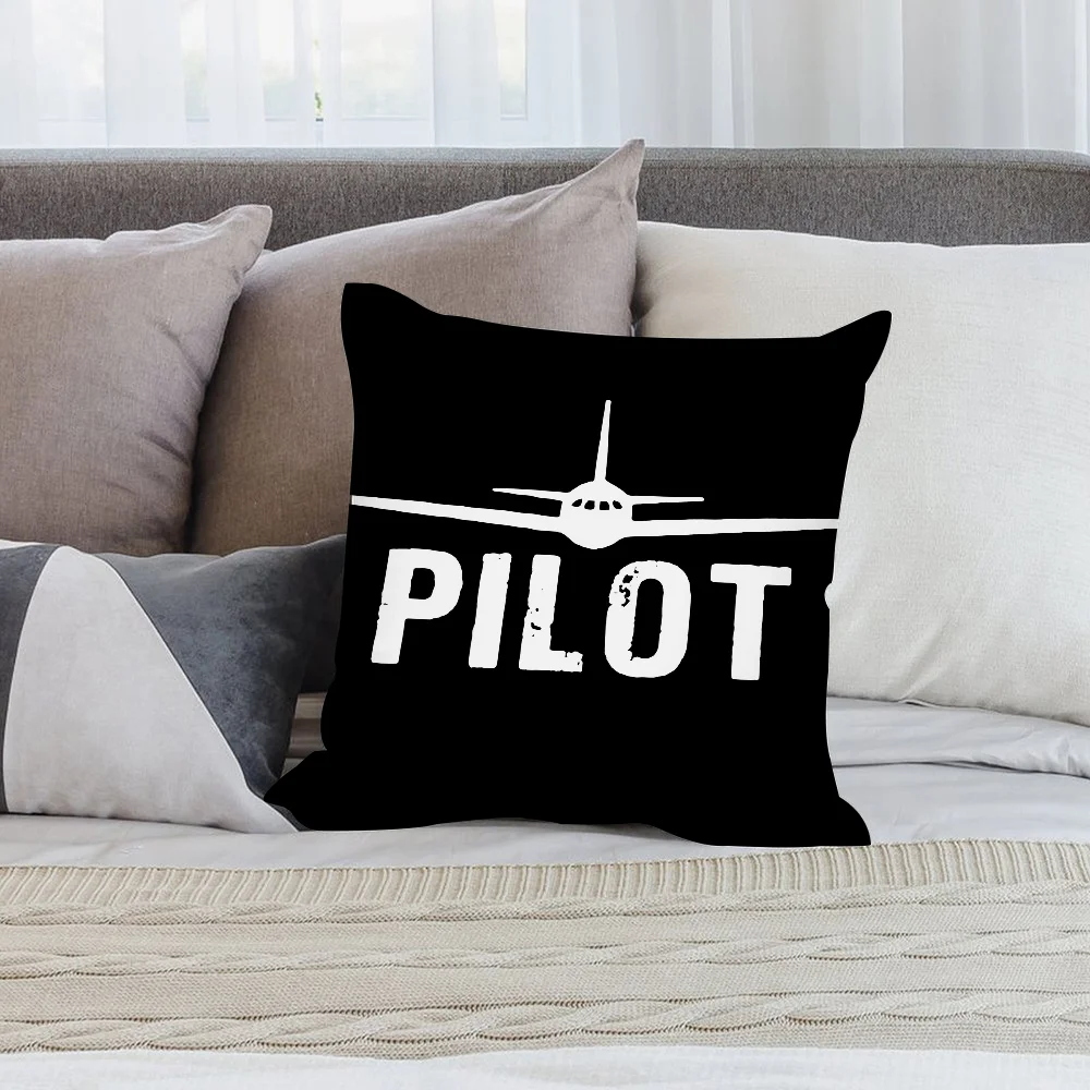 Aircraft Pilot Print Pillow Case Short Plush Pillow Covers Sofa Decorative Gift Home Double-sided Printing Cushion Cover