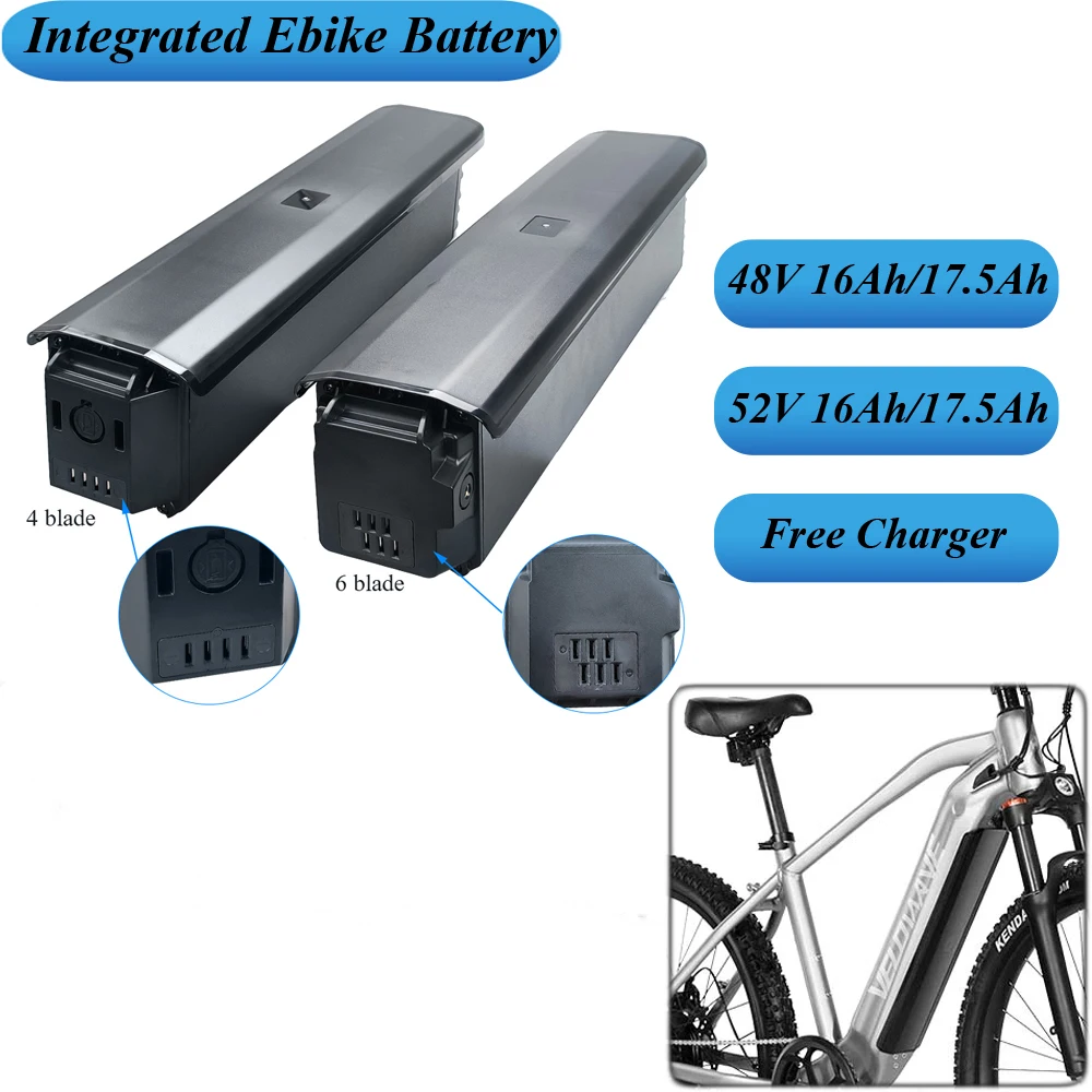 

Integrated 48V 17.5Ah 1000W Bakcou Ebike Battery 48V 16Ah 52V 17Ah 750W Electric Mountain Bike Li-ion Battery E-TEK FLX Velowave