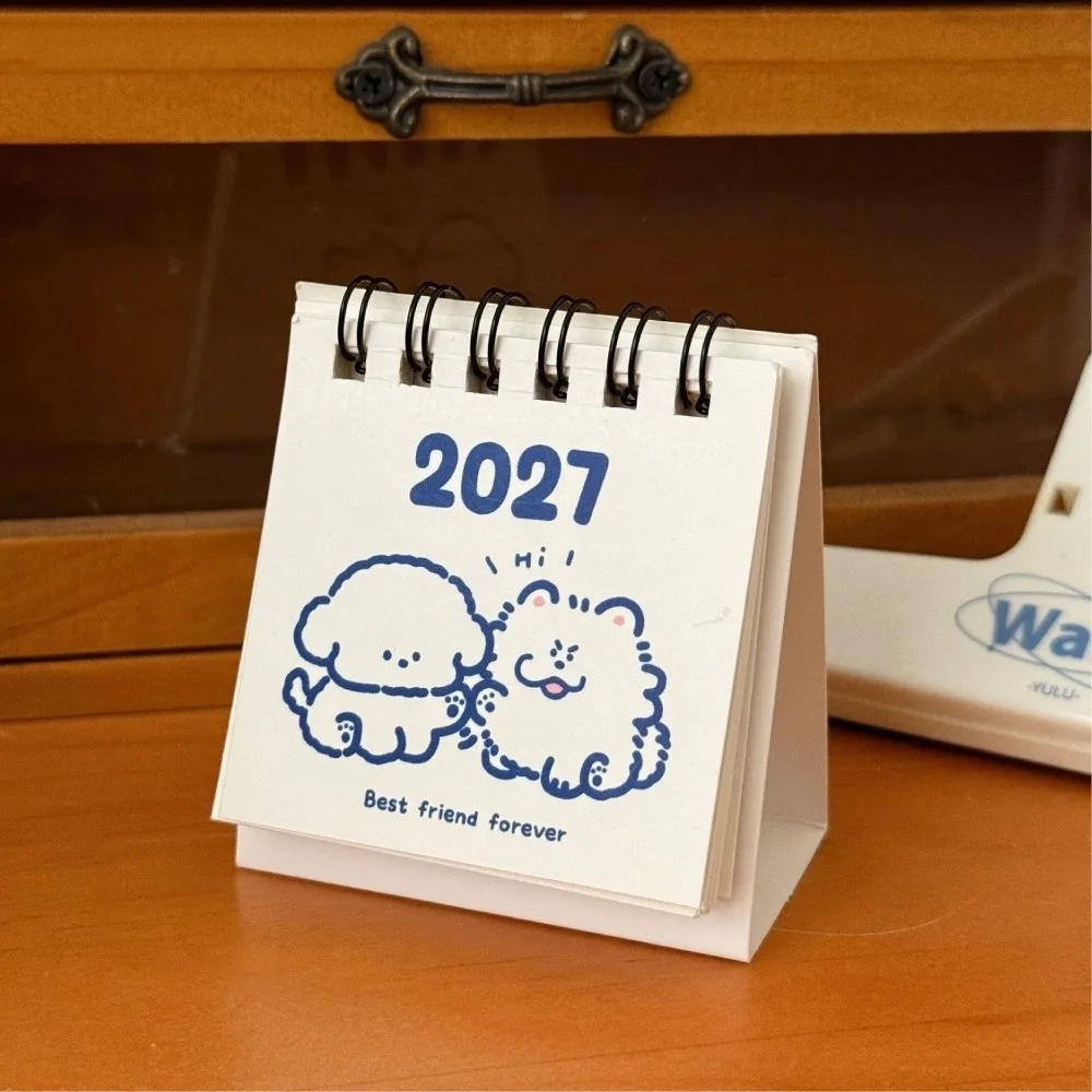 Paper Material 2027 Mini Desk Calendar Portable Design Sheep Lamb 2027 Flip Calendar Animal Puppy Creative Pocket Calendar