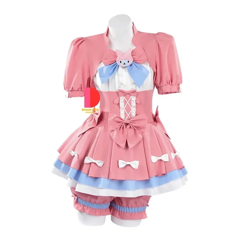 

U5GG CyIdentity V Cheerleader Superstar Collaborative Same- Anime-style Games Cosplay Costume Pink Floral and Slim-fit