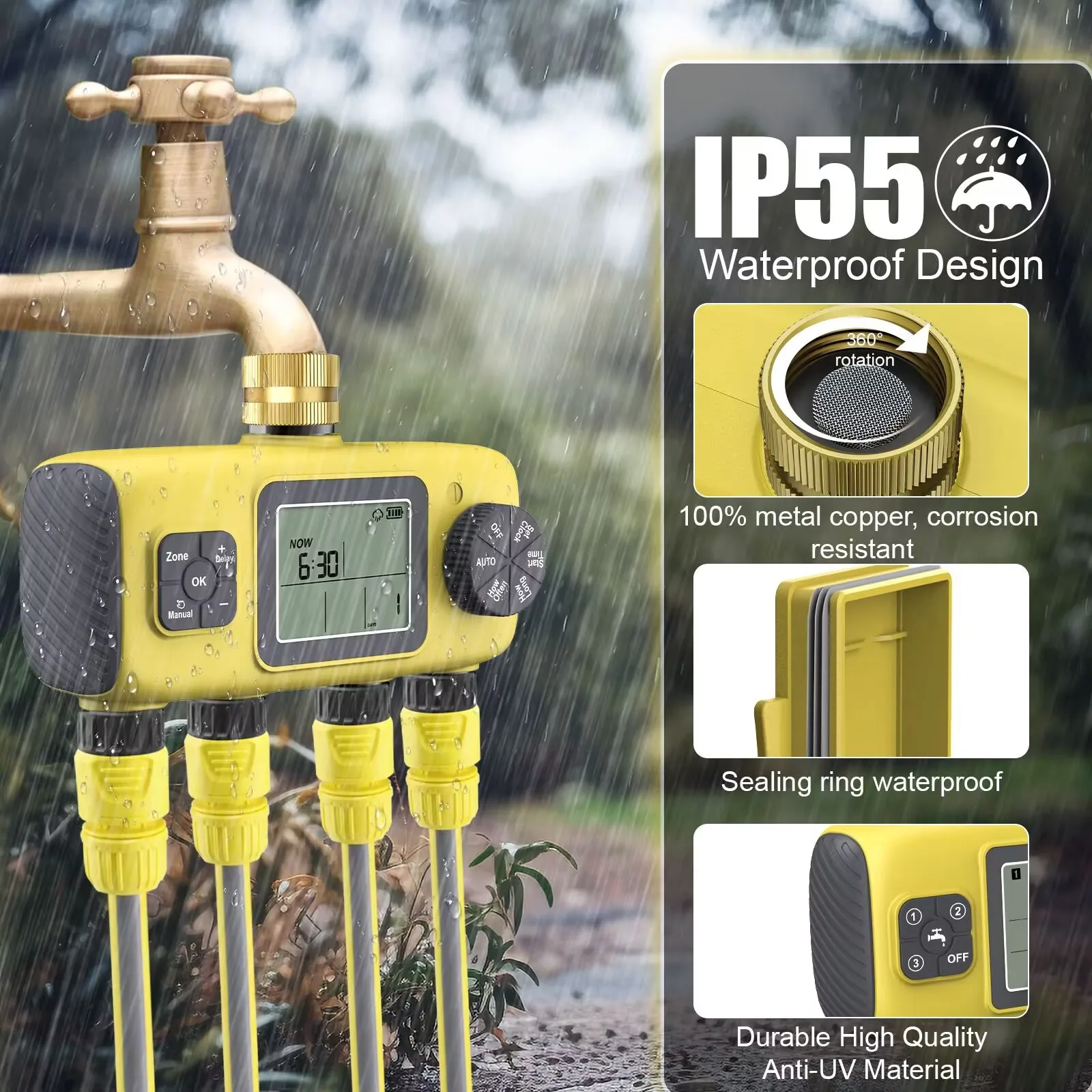 

4-Way Smart Timer ABS Outdoor Garden Irrigation System Automatic Watering Controller for Plants