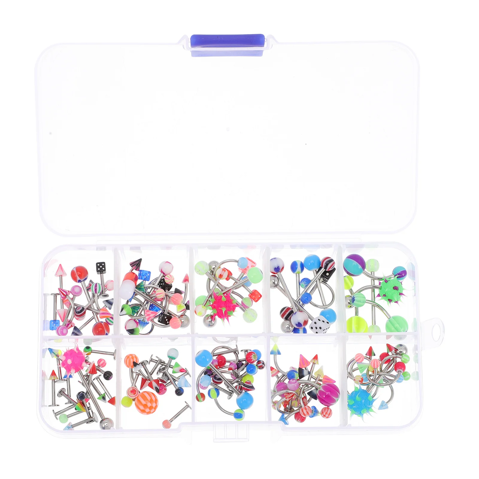 

110pcs Body Piercing Jewelry Set Plastic Tongue Studs Nose Studs For Party Dance Performance Delicate Piercing Rings