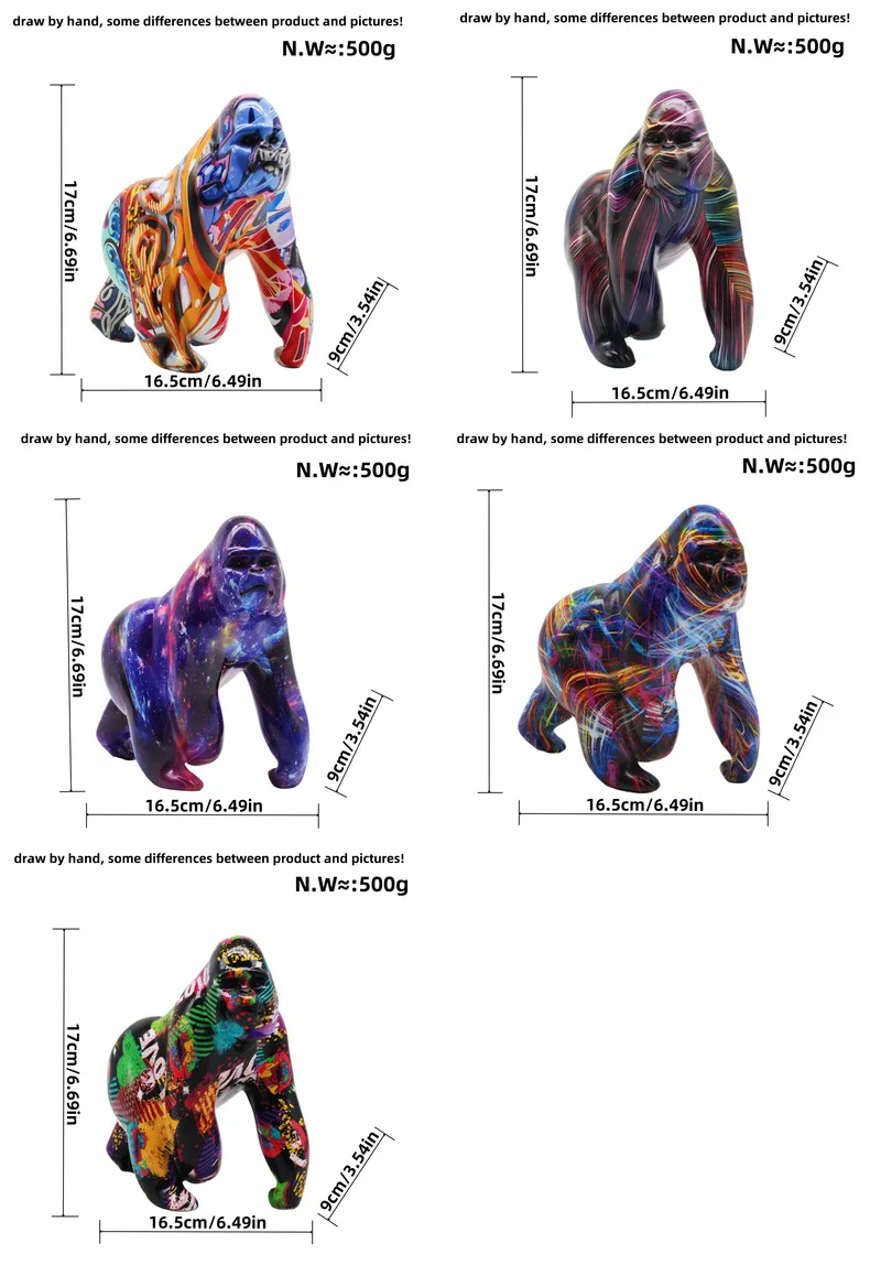 Kreative Bemalte Graffiti-Farbige Gorilla-Figur Kreative Dekoration Handwerk Heim-Eingangsbereich Weinschrank TV-Schrank Dekoration Geschenk – Detail 9