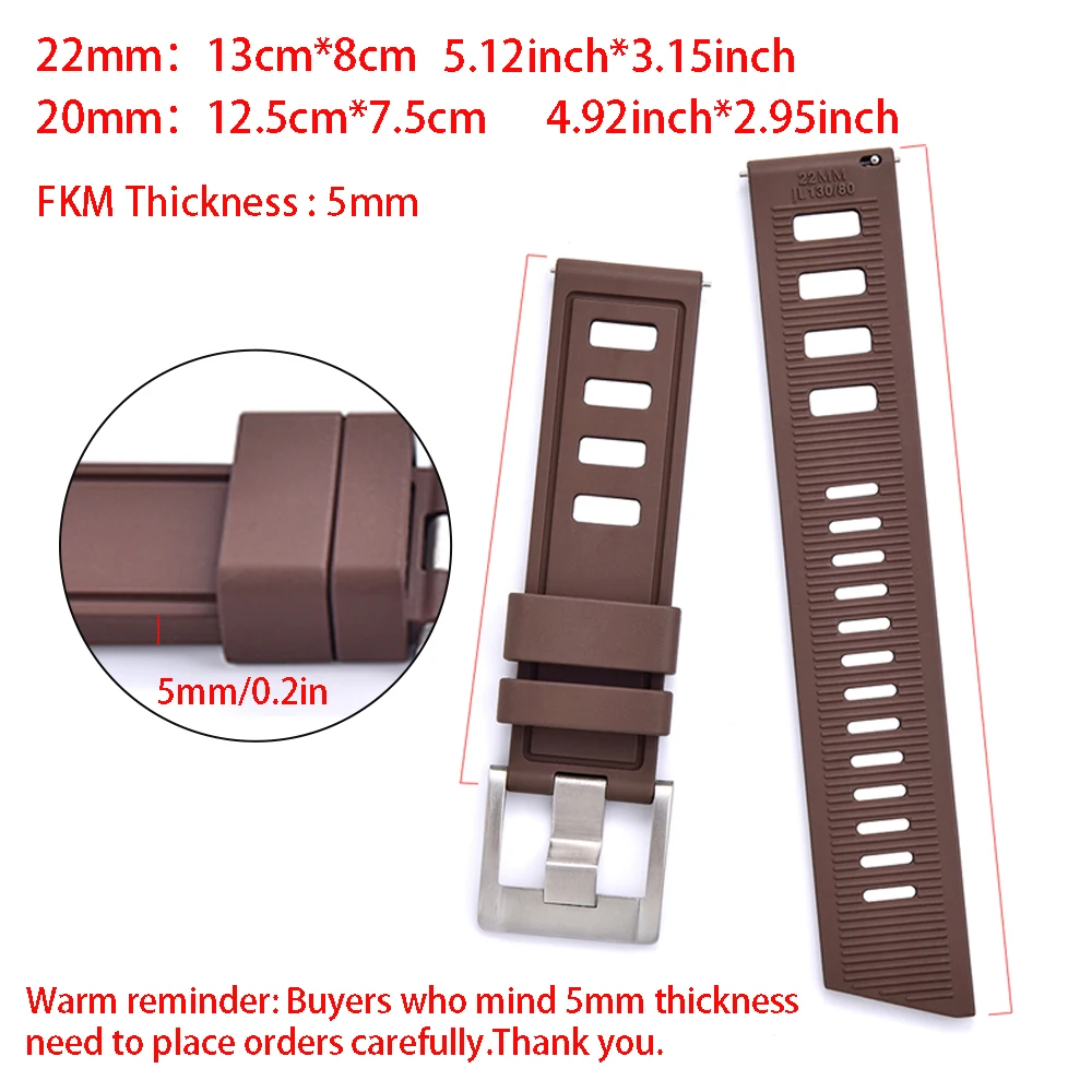 New Design FKM 20mm 22mm Watch Strap Waterproof Quick Release Fluororubber Watchbands For Each Brand Diving Watches