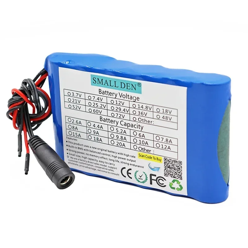 リチウム電池パック,高電流,充電式,bms120w,3s2p,12v,6a,18650, 6000mah