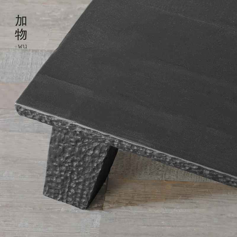 black solid wood relief square coffee table, antique replica retro coffee table