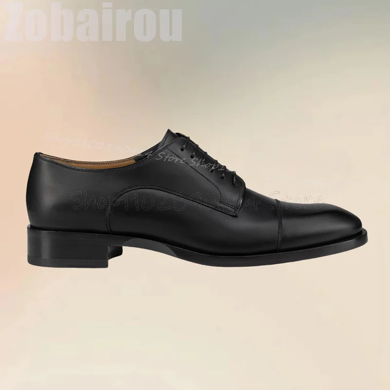 

Black Square Toe Matte Leather Strappy Men Derby Shoes Fashion Lace Up Men Shoes Luxurious Handmade Party Office Men Dress Shoes