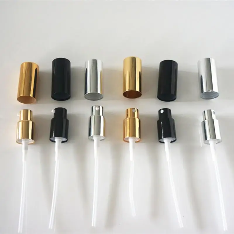 10-100pcs Essential Oil Bottles Black/gold/silver Atomized  18/410 Aluminum Spray Nozzle Emulsion Pump Lotion Pump Press Bottle