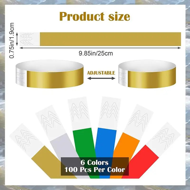 T82C Hot Sale-3000 PCS Neon Colored Wristbands For Events, Synthetic Paper Waterproof Lightweight Activity Identification Wristb