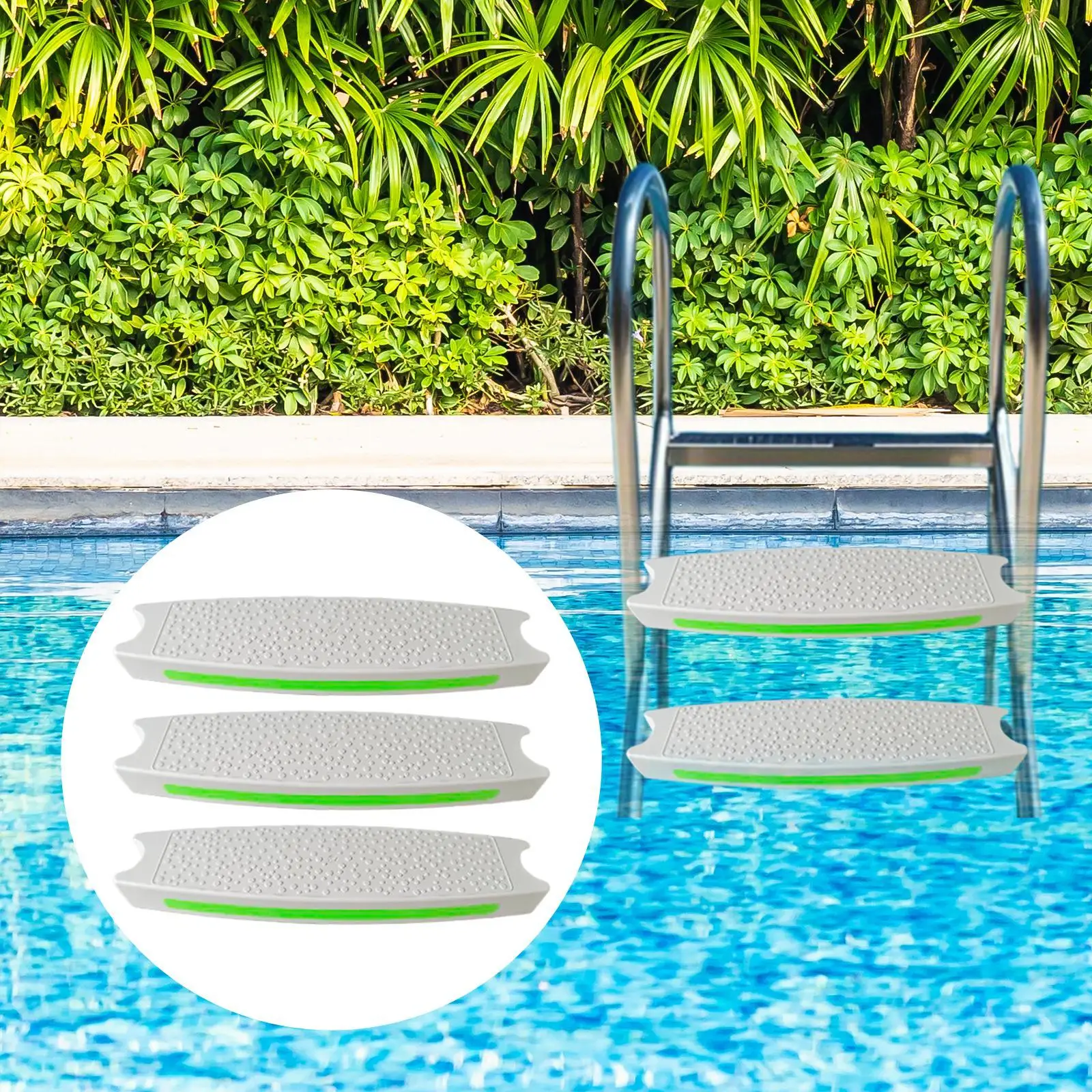 

3Pcs Pool Ladder Rung Steps with Screw with Luminous Strips for Water Parks