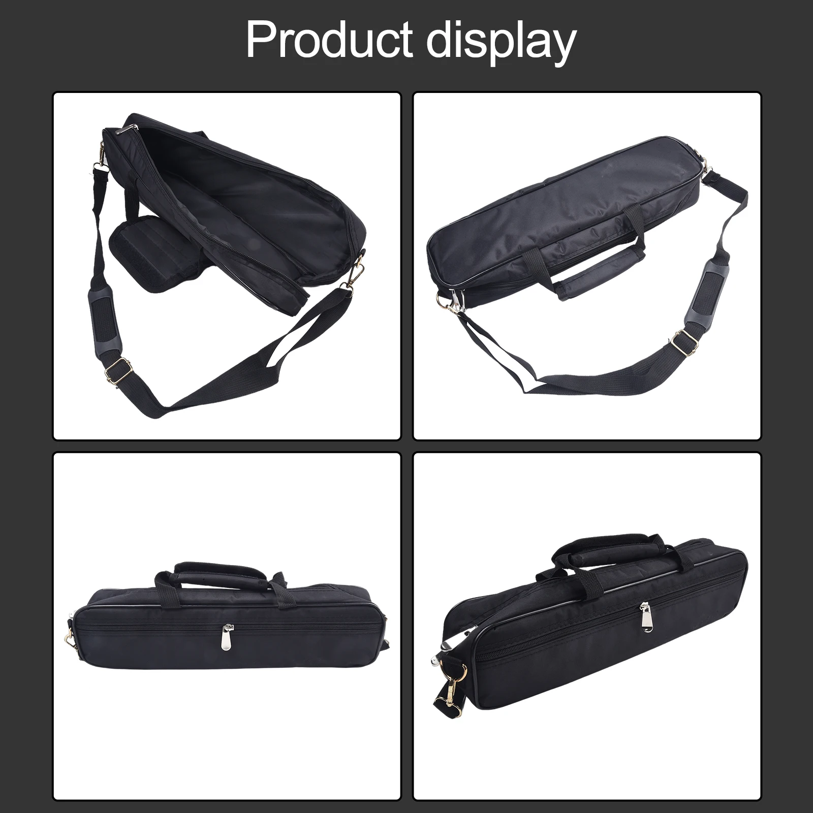 Portable for flute Bag with Soft Velvet Lining for 16 17 Hole Instruments Equipped with Side Pocket and Strap Hook