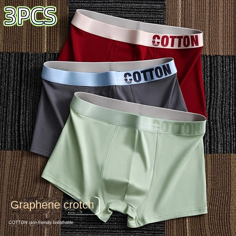 3Pcs Asian Size Boxer Shorts Men's Underwear Sexy Panties Cotton Breathable Boxer Briefs Man Underpants Male Stretch Briefs