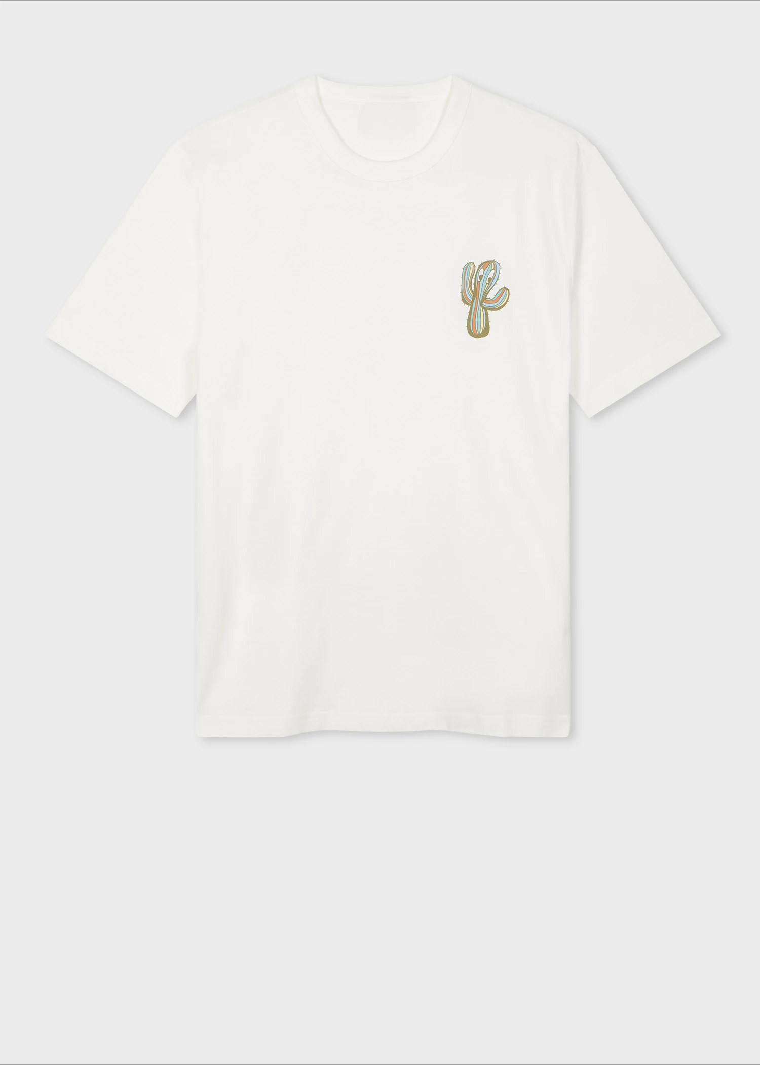 

White Striped Cactus Print Pattern Surrounding Summer Luxury Brand Pure Cotton Short-sleeved T-shirts for Both Men and Women