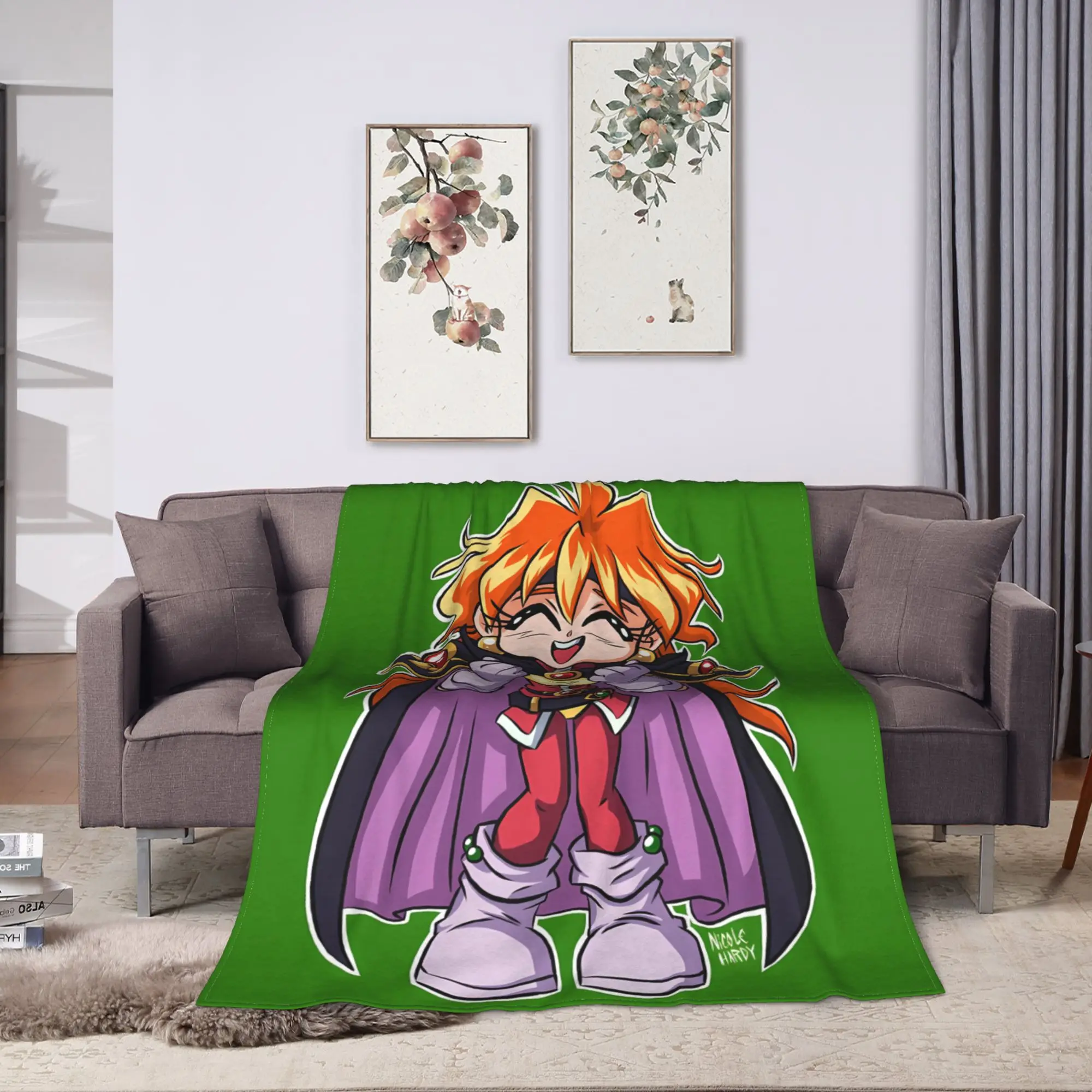 L-Linas Inversed Anime Print Flannel Blanket Winter  Super Soft Throw Blanket for Girls Boys Couch Bed Bedspread Sofa Bed Cover