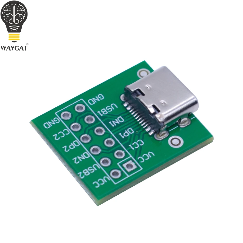 WAVGAT 1/5/10PCS USB TYPE-C to DIP Connector Pinboard Test Board Solder Female Dip Pin Header Adapter