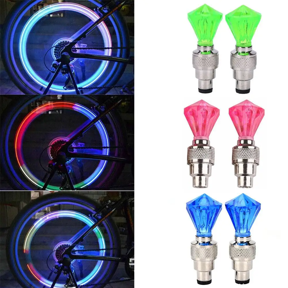 2PCS Neon Bike Spoke Lights LED Tire Valve Caps Flashlight Wheel Accessories Lightweight Car Motorcycle Accessories