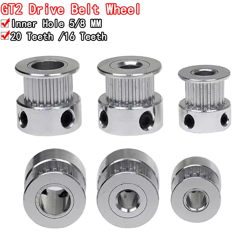 GT2 20Teeth 20/16 Teeth Bore 5mm/8mm Timing Alumium Pulley Fit For GT2-6mm Open Timing Belt For 3D Printer