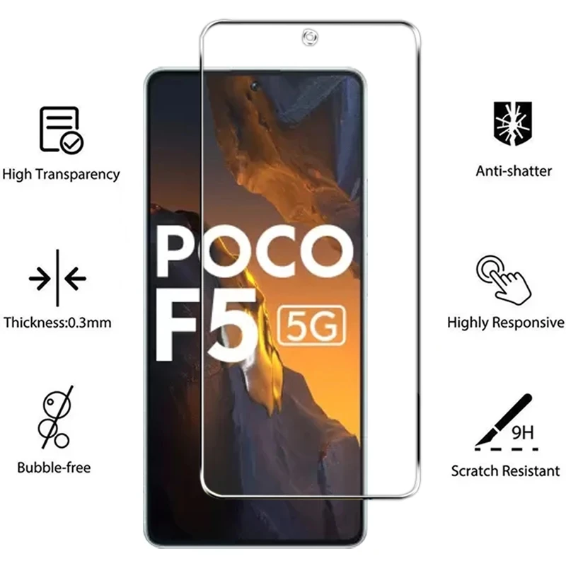 2pcs/set Screen Tempered Glass for Xiaomi POCO F5 Pro Protective Glas Screen Protector for Xiaomi POCO F5