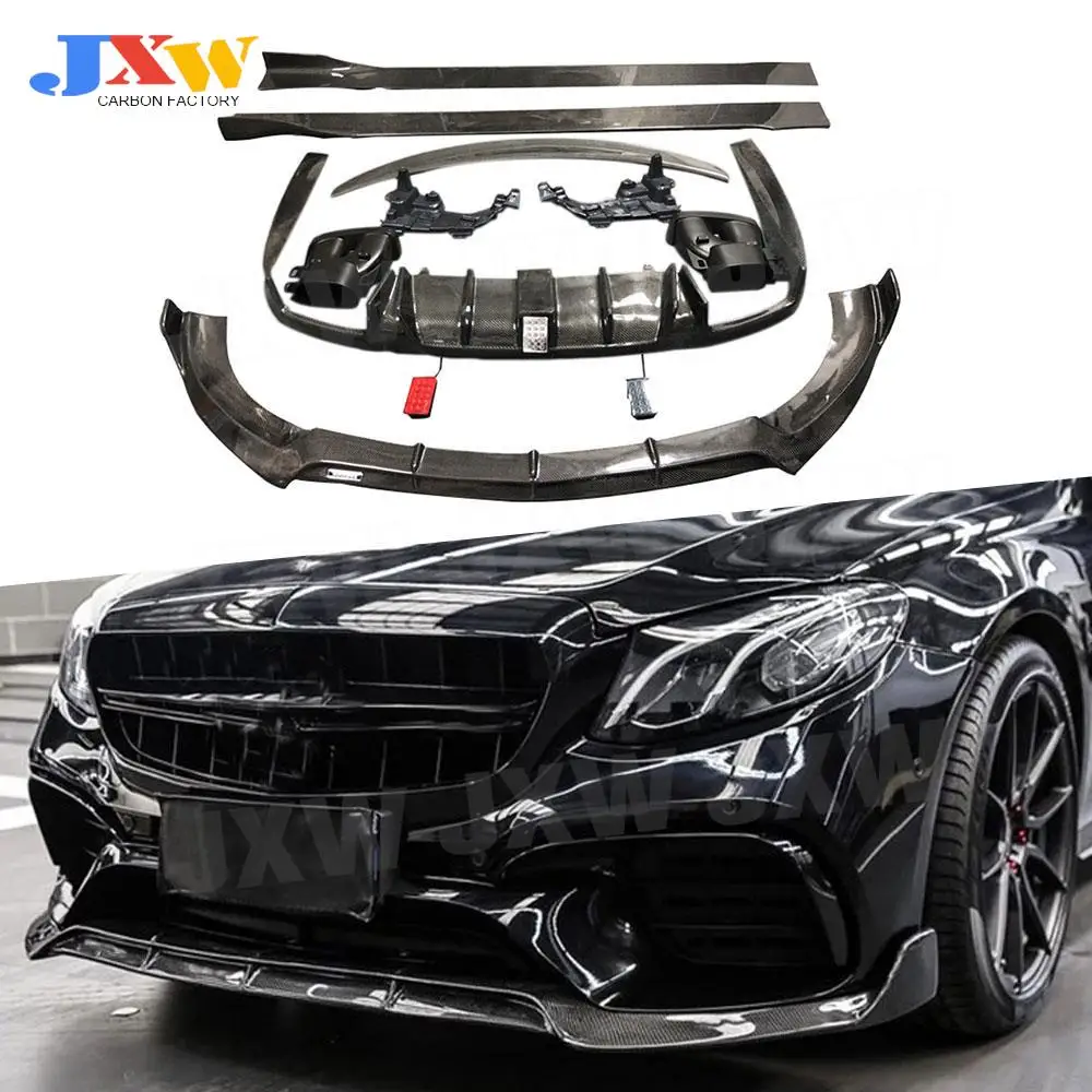 

Carbon Fiber Front Bumper lip Rear Diffuser Spoiler Side Skirts For Benz E Class W213 E200 E300 E320 E63 AMG 2017-2019 Body Kits