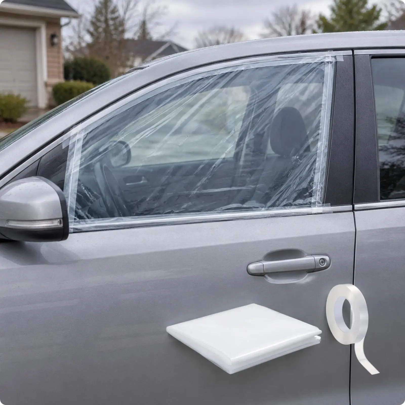 Impact Wrap Transparent PVC Window Repair Film with Tape Tear-Resistant for Travel