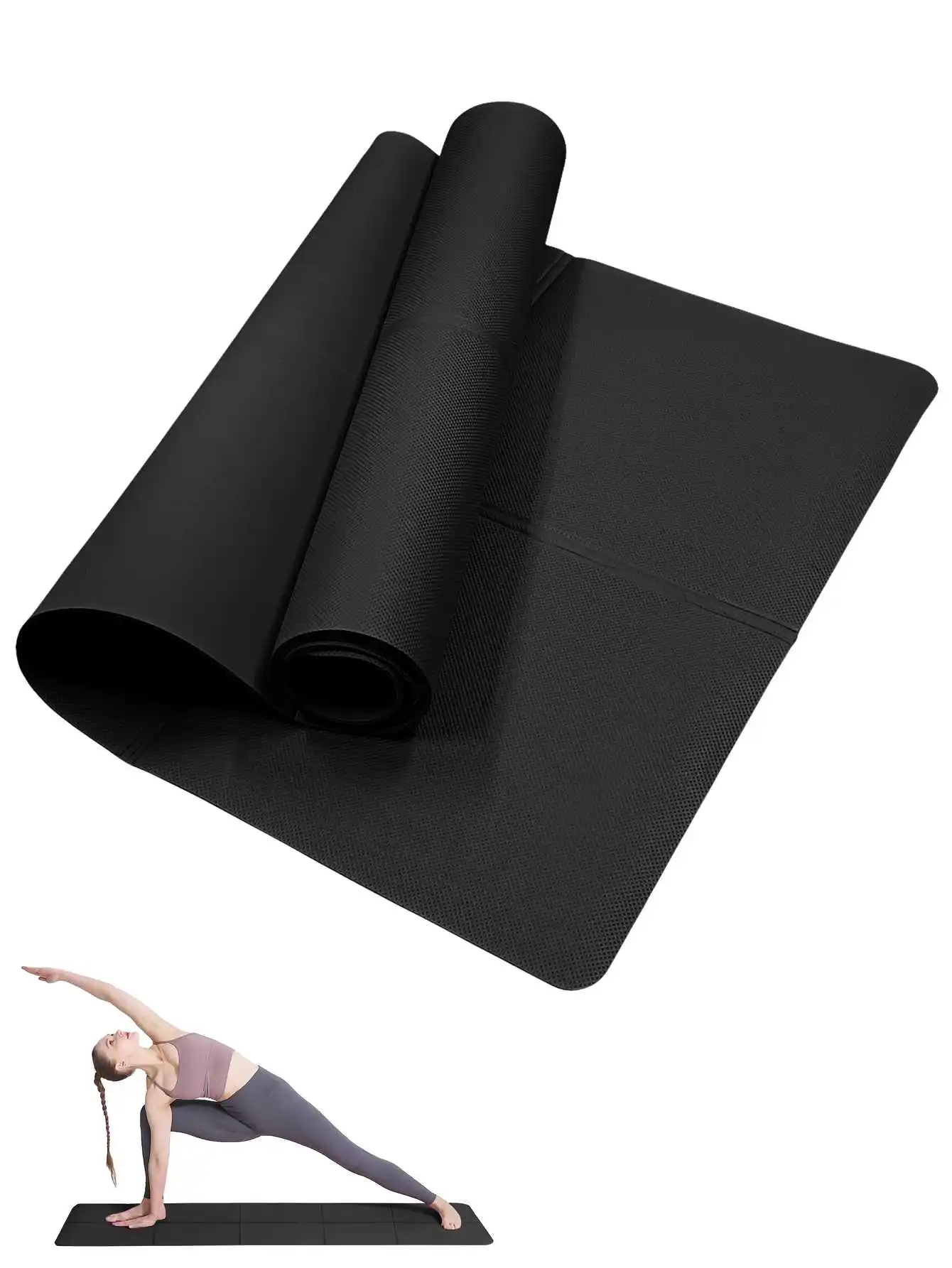 طوي اليوغا حصيرة سوداء صديقة للبيئة إيفا للطي السفر اللياقة البدنية بساط للتمارين الرياضية 3/4/6 مللي متر سمك لتدريبات أرضية اليوغا