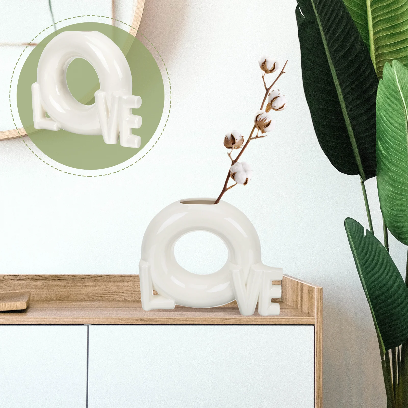 

Love Ceramic Floral Vase Modern Decorative Flower Arrangement Vase Dried Flower Container Home Balcony Office Decor