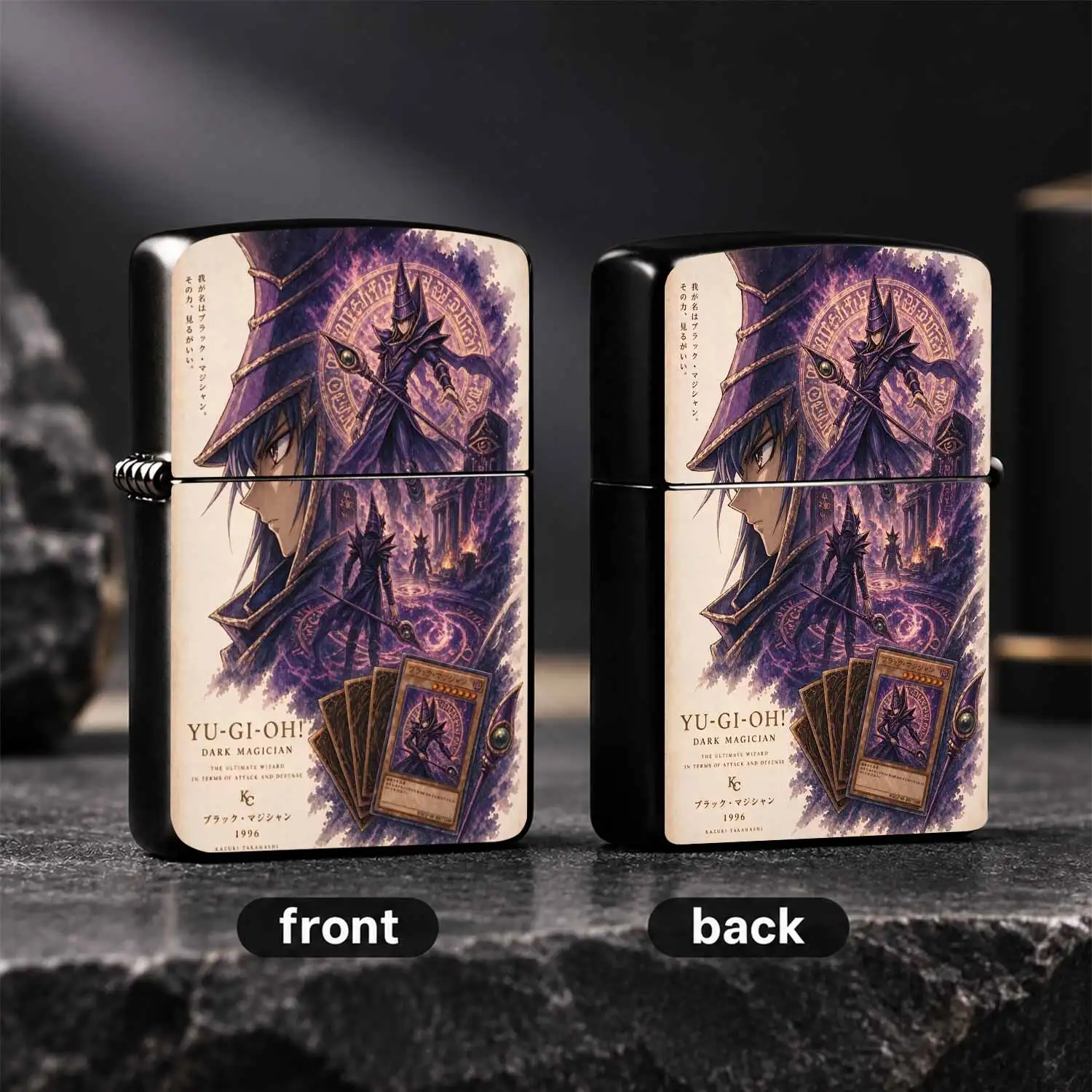 Yu Gi Oh Themed Classic Dark Magician Retro Commemorative Portable Durable Housing Igniter With Purple Magic Circle Pattern Anime Peripheral Collectible Gift For Fans Friends Boyfriends Birthday Present Daily Use A Fun And Humorous Lighter