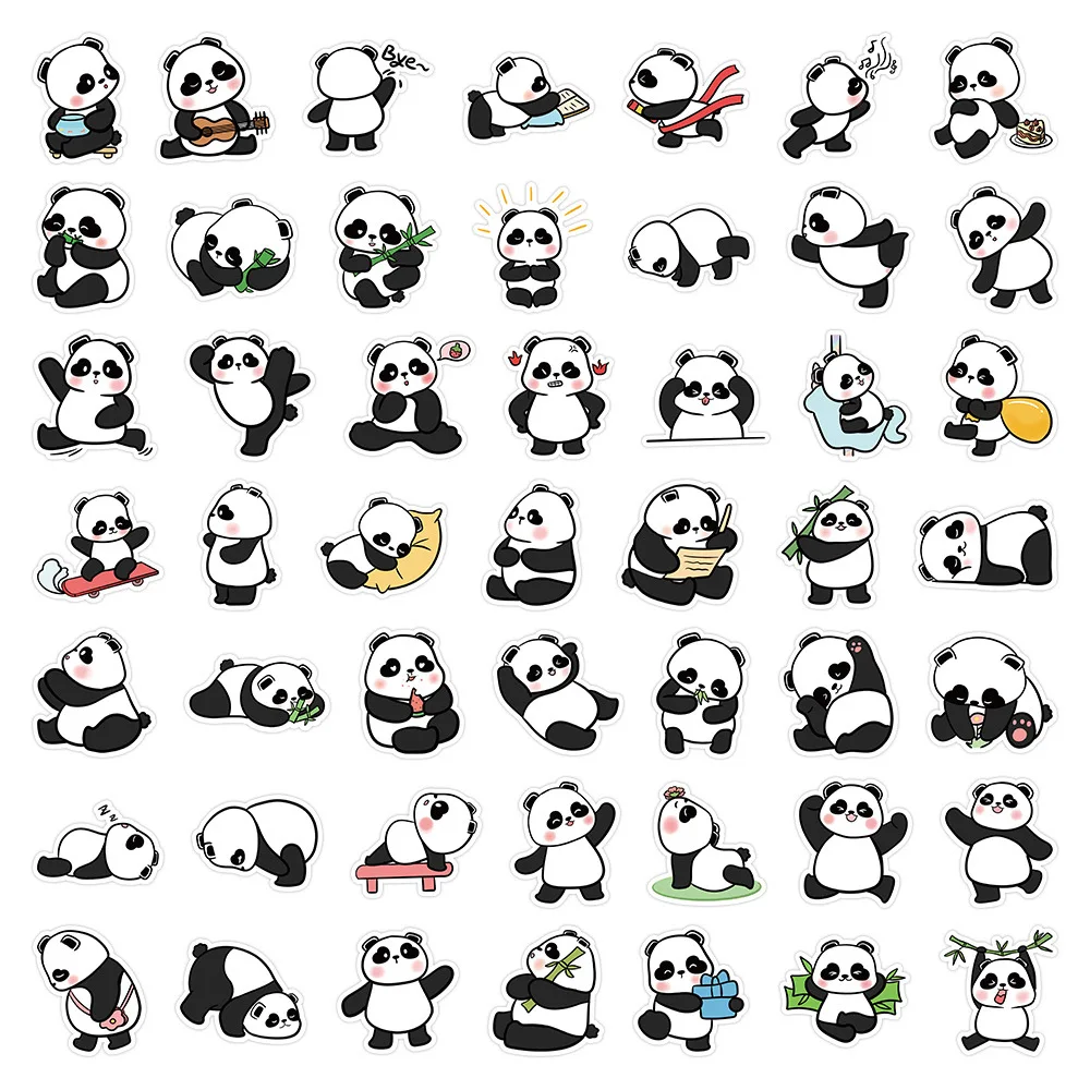 10/30/50PCS Kawaii Panda Stickers Funny Animal Cartoon Decals Waterproof Phone Notebook Helmet Stationery Kids Sticker DIY Toys