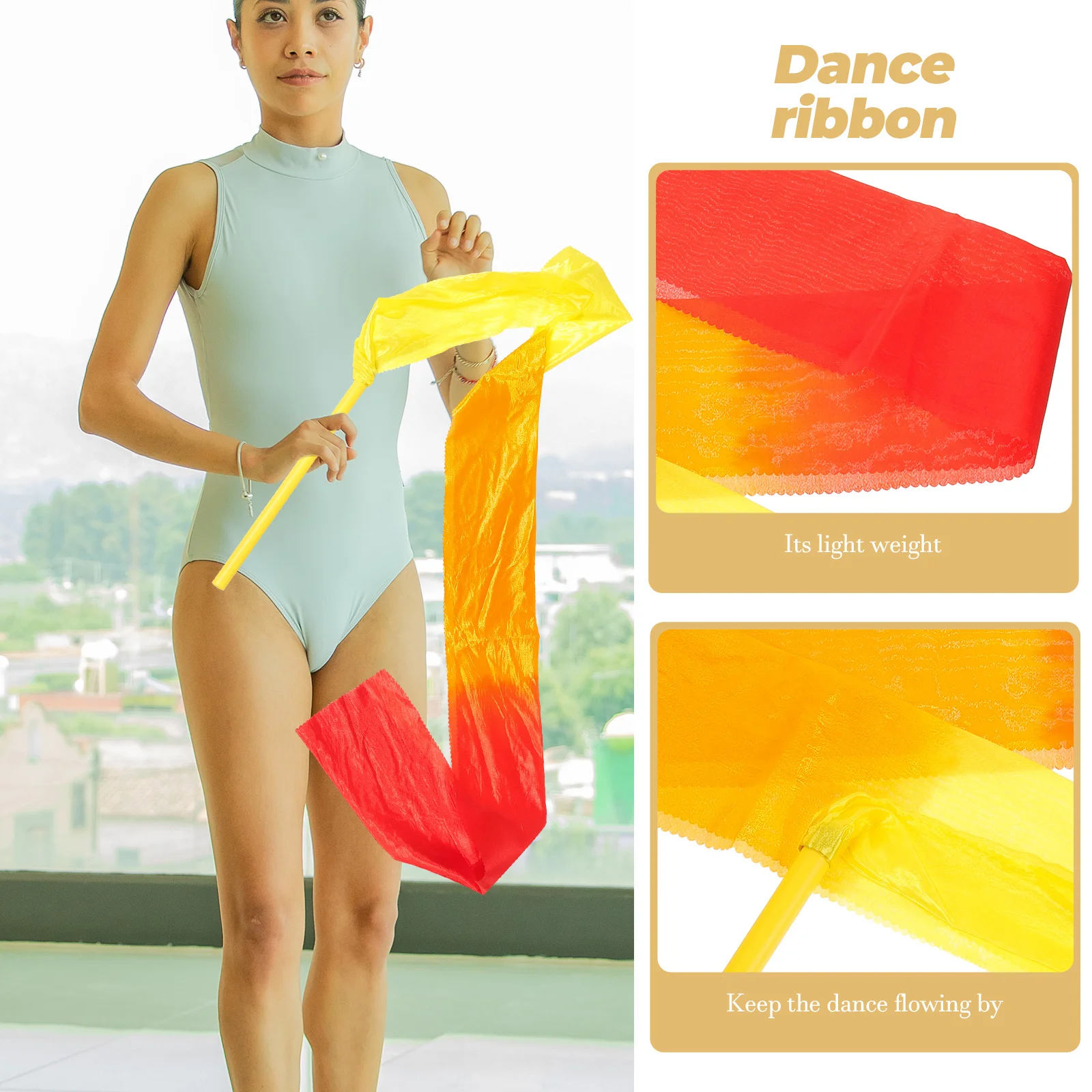 

1pcs Dance Ribbon For Gymnastics Bright Color Dancing Ribbons Fitness Gymnastics Ribbon Artistic Dance Accessories Party