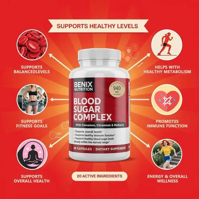 Blood Sugar Complex Supplement - To Support Healthy Blood Sugar Balance, Improve Metabolism & Immune Function