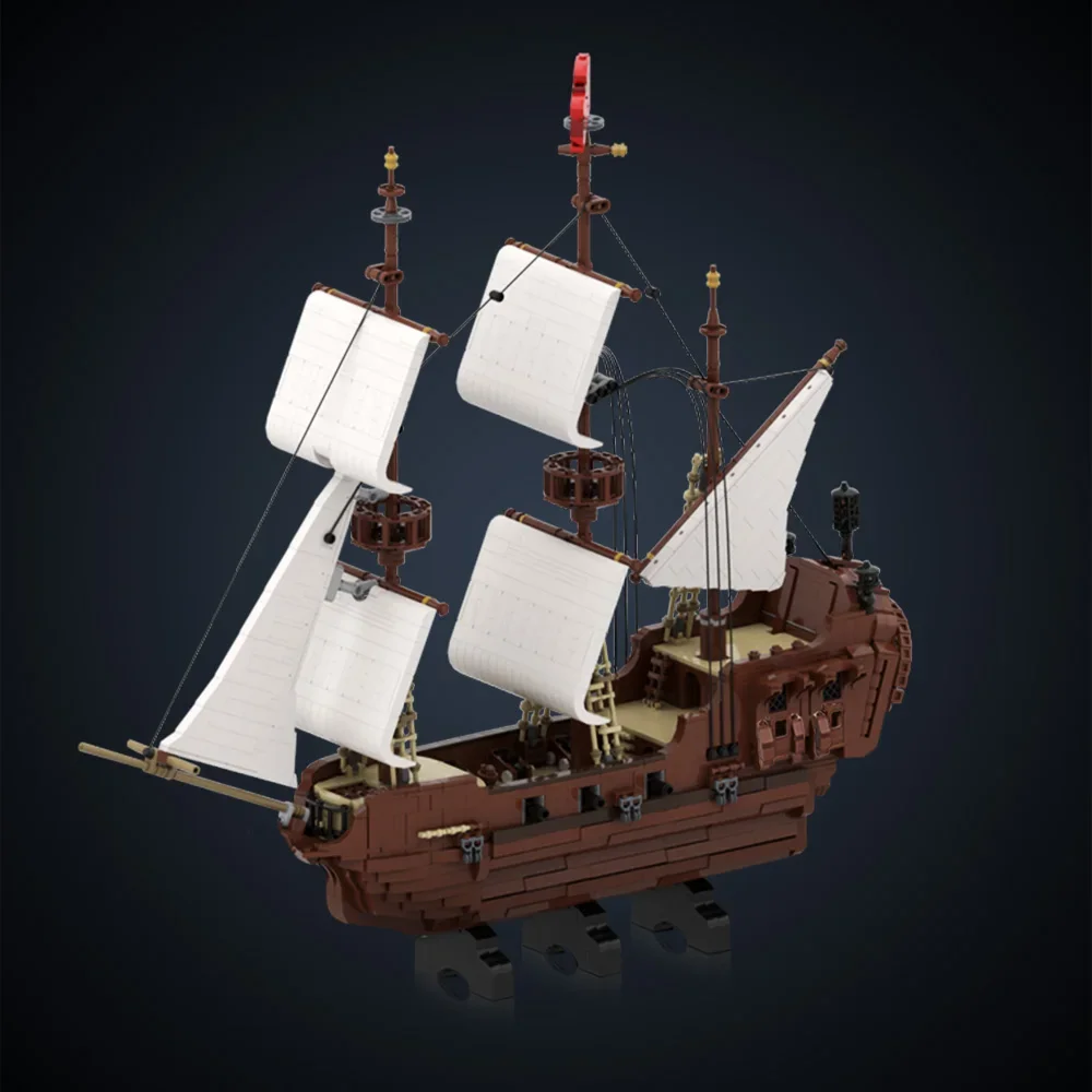 Gobricks MOC Średniowieczne miasto Łodzie rybackie Piękny wysoki statek Klocki do budowania łodzi Model DIY Zmontowane klocki Zabawka dla dzieci Prezent