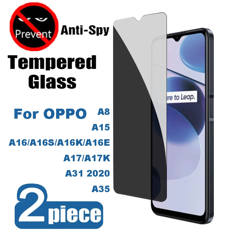 2PCS Privacy Screen Protectors For OPPO A17 A16 A15 A16S A16K A16E A17K A8 A35 A31 2020 Screen Protectors Anti-spy Glass Films