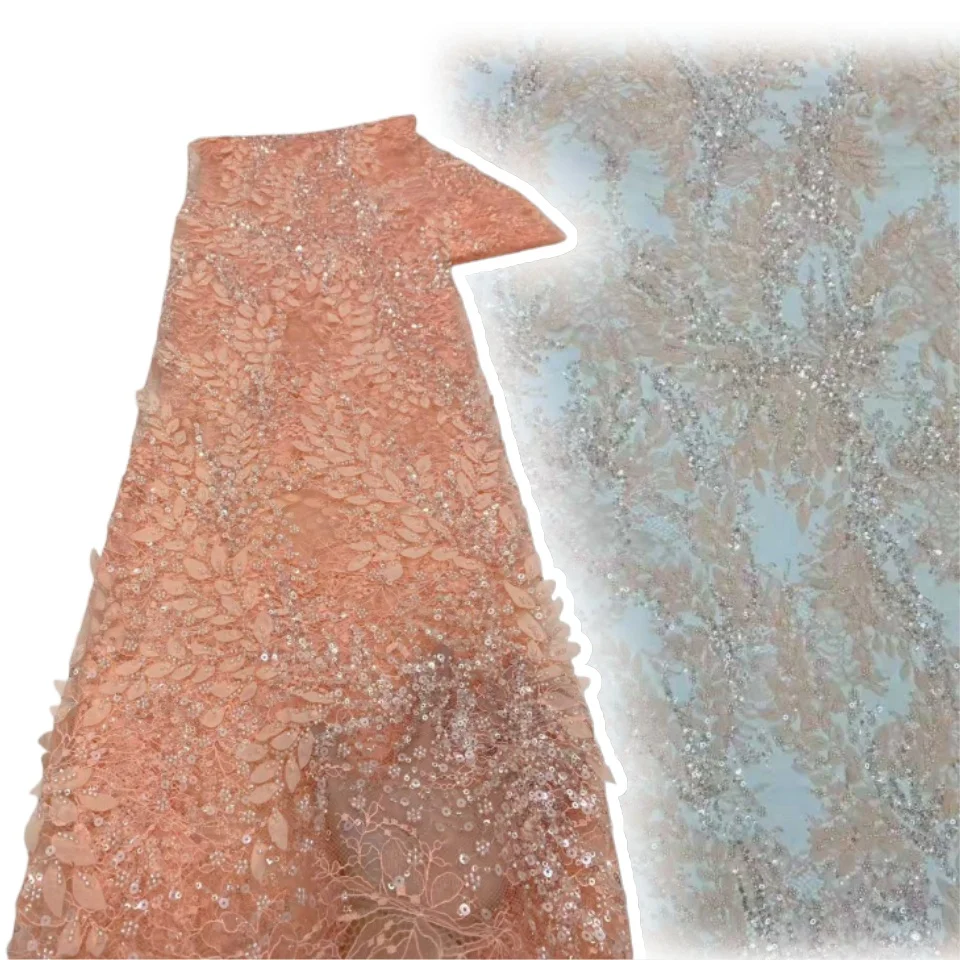 

African Lace Fabric 5 Yards Embroiderd Nigerian Lace Fabric 2025 High Quality Laces Groom Tulle French Lace For Drees SZ1136