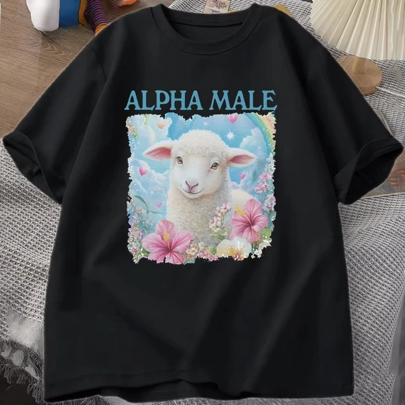Alpha Male T Shirt Casual Cotton Meme T-shirt Silly Weird Goat Graphic Tee Fashion Short Sleeve O Neck Printed Tshirt Clothing
