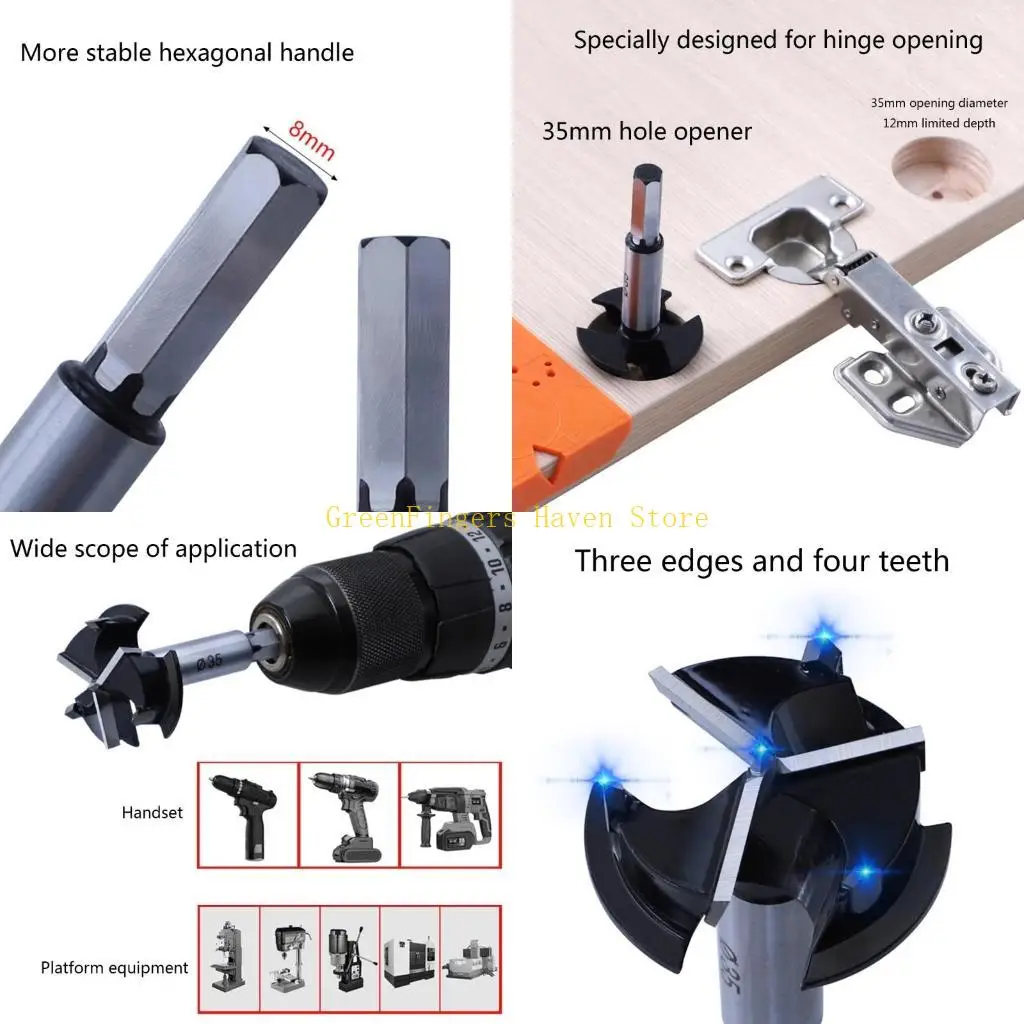 

F68D Hole Auger Opener Forstner Drill Bit Boring Woodworking Hole Hinge Drill Bit Boring Auger Cutter