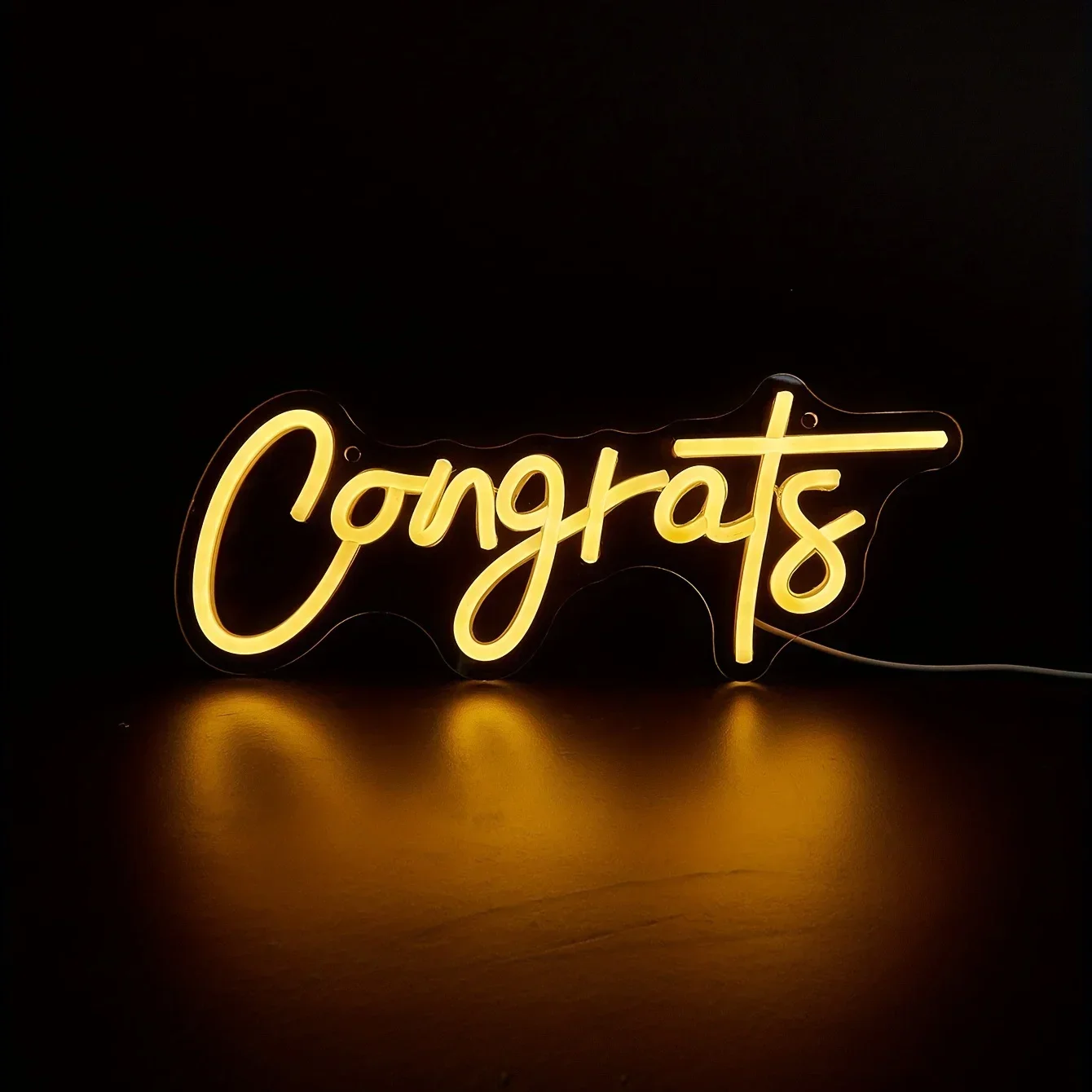 Congrats Neon Sign Wall Art Decoration LED Neon Sign for Congratulations Graduation Wedding Ceremony Birthday Party