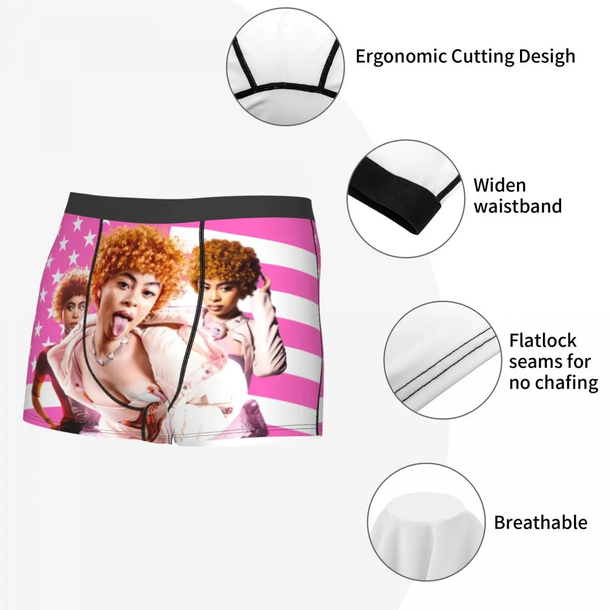 Custom Ice Spice Collage Hiphop Music Rap Boxers Shorts Mens Briefs Underwear Funny Underpants