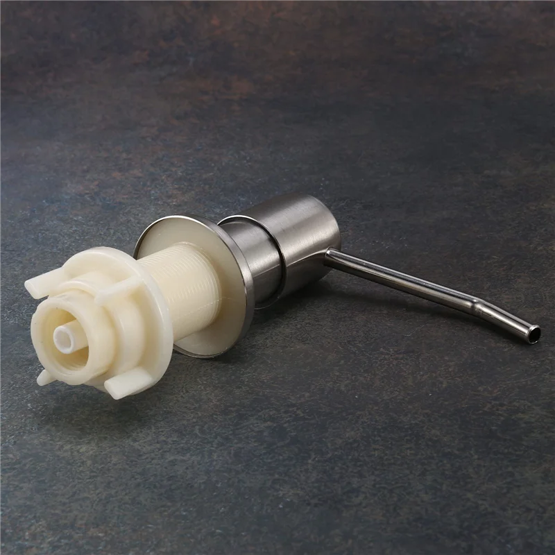 BAAG-3X موزع الصابون لحوض المطبخ المدمج في رأس مضخة موزع الصابون على سطح الطاولة مع مجموعة أنبوب تمديد 46 بوصة (فضي)