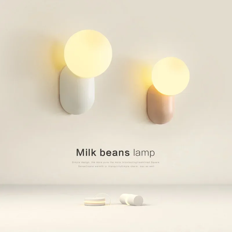 Small Cream Minimalist Bedroom Bedside Wall Lamp Modern Simple Living Room LED Lights Aisle Decorative Wall Sconces