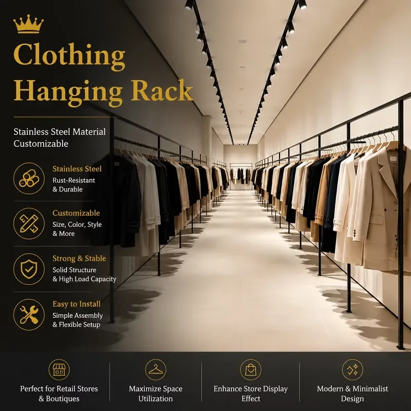 Hanging Rack for Clothing Clothing Hanging Rack for Shops Stand Clothing Display Rack for Clothes Shop