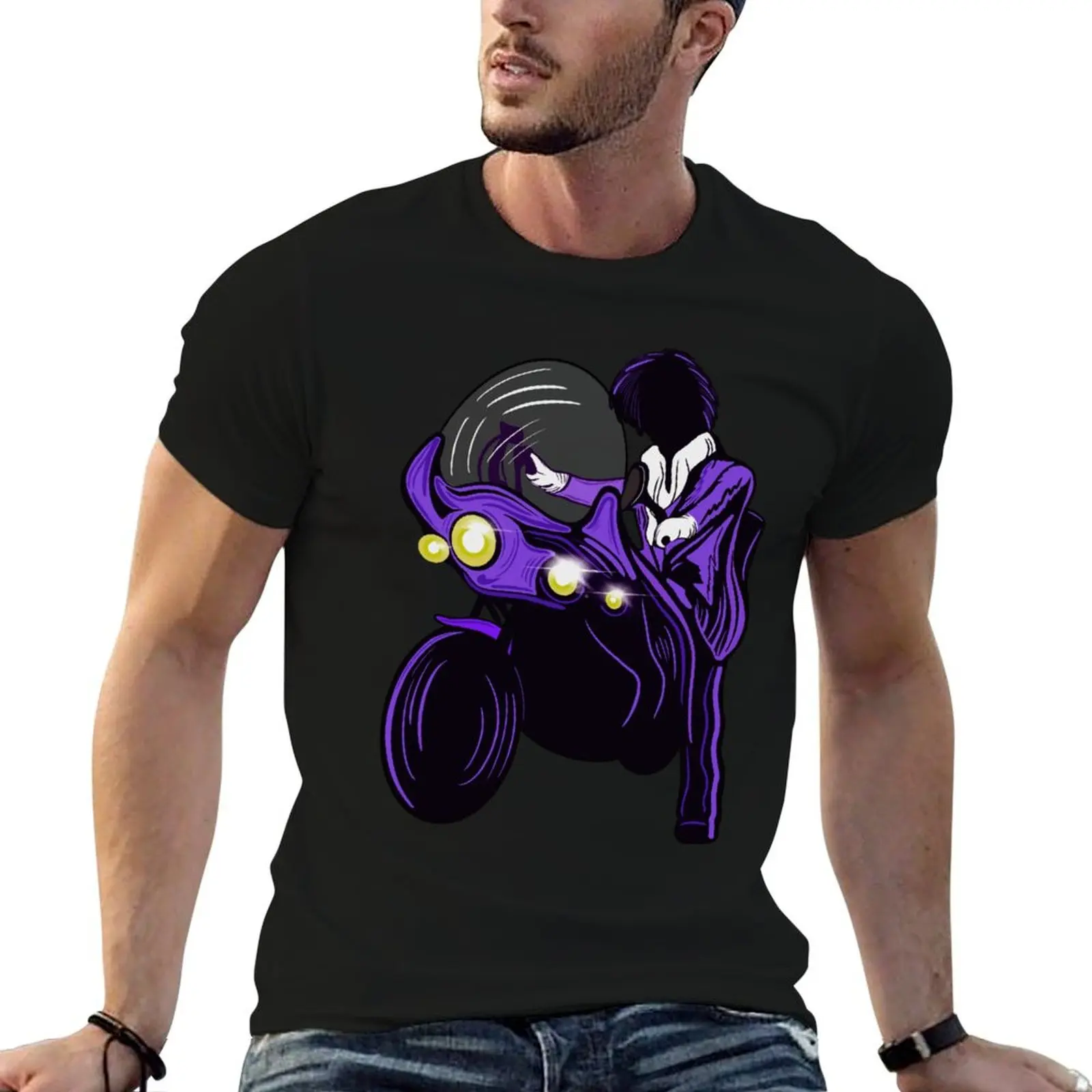 

Prince Music Motorbike Album Cover Purple T-Shirt baggy shirts summer top sports fans mens tall t shirts