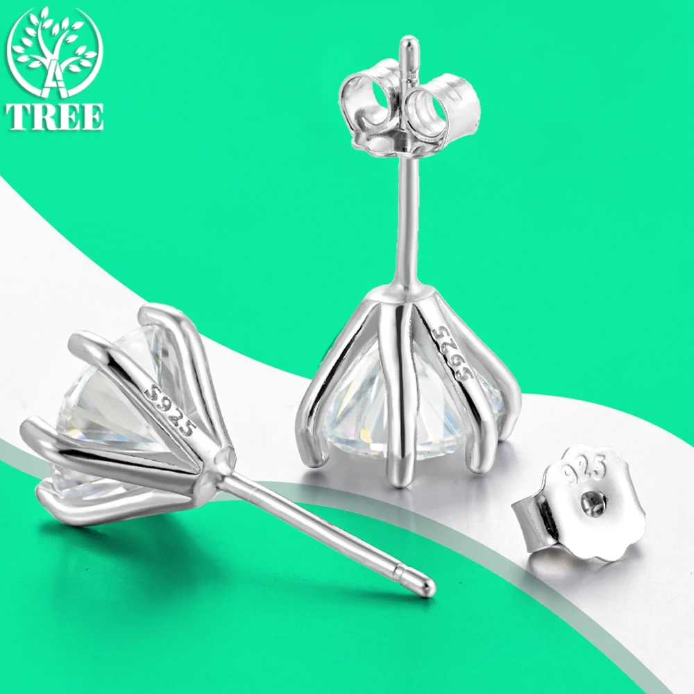 

ALITREE 0.3-3 Carat D Color Moissanite Earrings 100% 925 Sterling Sliver Diamond Ear Studs for Women Wedding Party Fine Jewelry