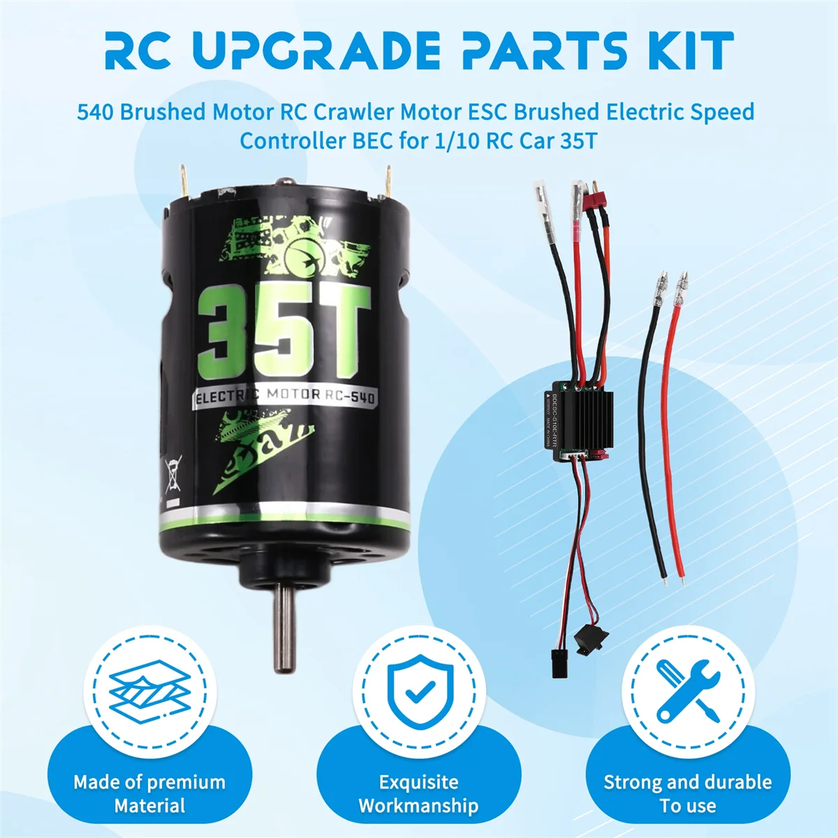 A17I 540 Bürstenmotor RC Crawler Motor ESC Bürstenelektrischer Geschwindigkeitsregler BEC für 1/10 RC Auto/AXIAL/35T