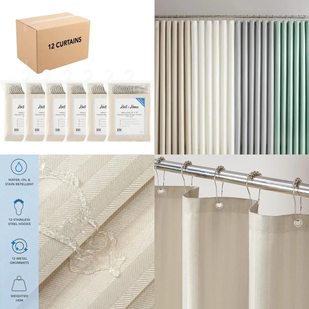 

современный дамасский набор занавесок для душа - упаковка из 12 штук с крючками из нержавеющей стали и утяжеленным краем