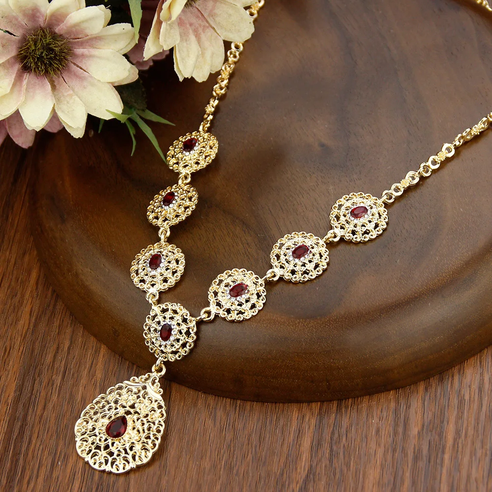 Neovisoon Gold Color Women Pendant Necklace Morocco Algeria Wedding Jewelry Indian Arab Party Bridal Bijoux Caftan Chain 2021