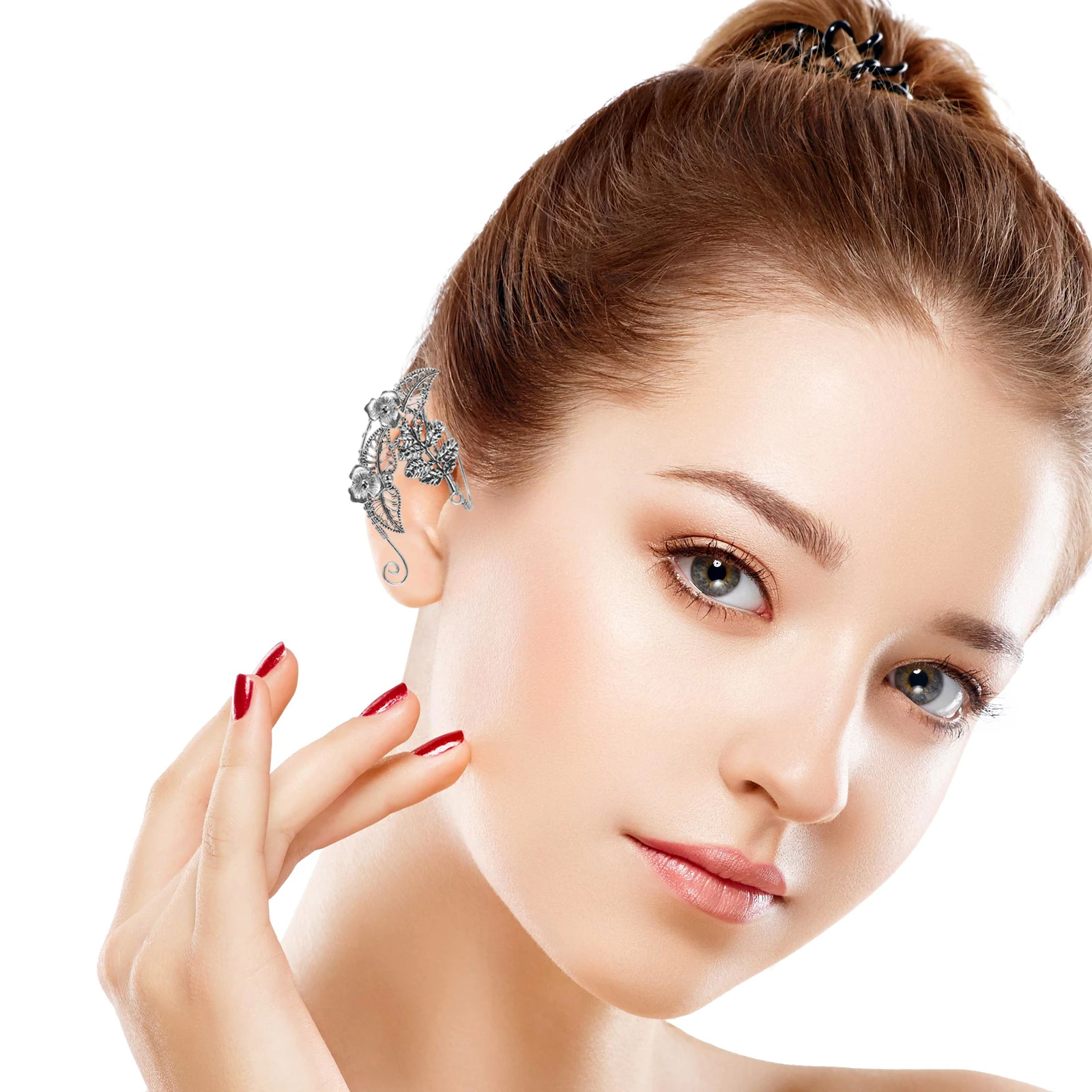 

2PCS Ear Clip for Women Delicate Alloy Elves Design Non Piercing Comfortable Halloween Costume Accessories Gift
