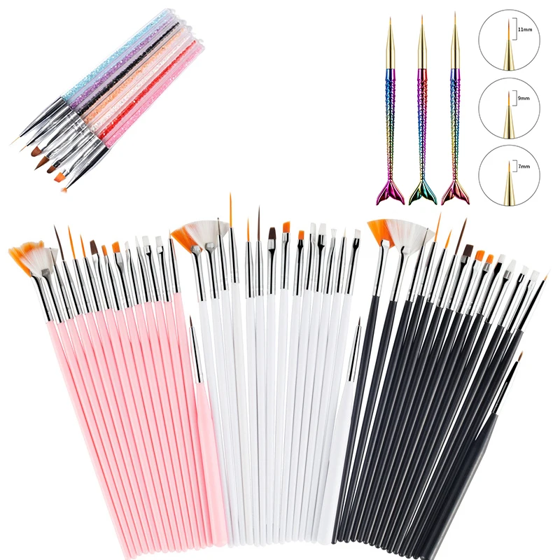 

3/7/15Pcs Gradient Color Nail Art Brushe For Rhinestone Acrylic Painting Brush Kit UV Gel Polish Nails Lining Pen Manicure Tools